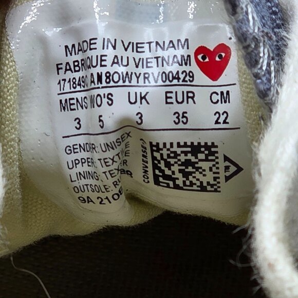 Converse Comme Des Garcons CDG PLAY x Chuck 70 Womens Sz 5 Low Steel Grey Shoes - Picture 7 of 13